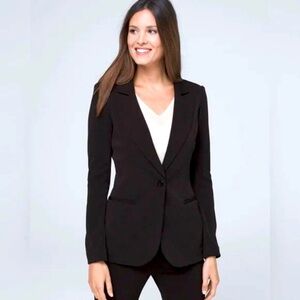 White House Black Market Black WHBM Single Button Blazer Size 14